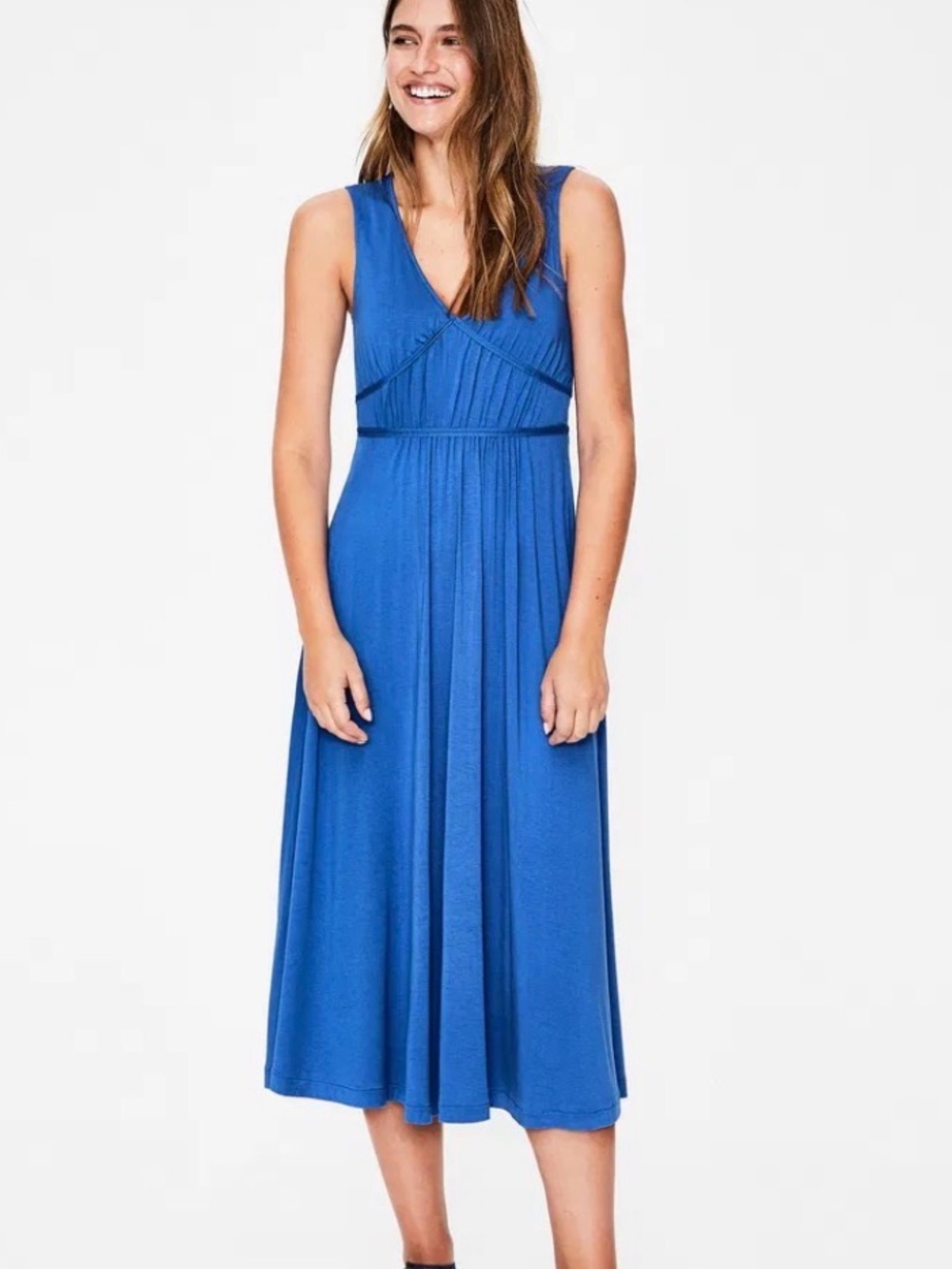 Women’s Cobalt Blue Jersey Knit Sleeveless Midi Dress Size